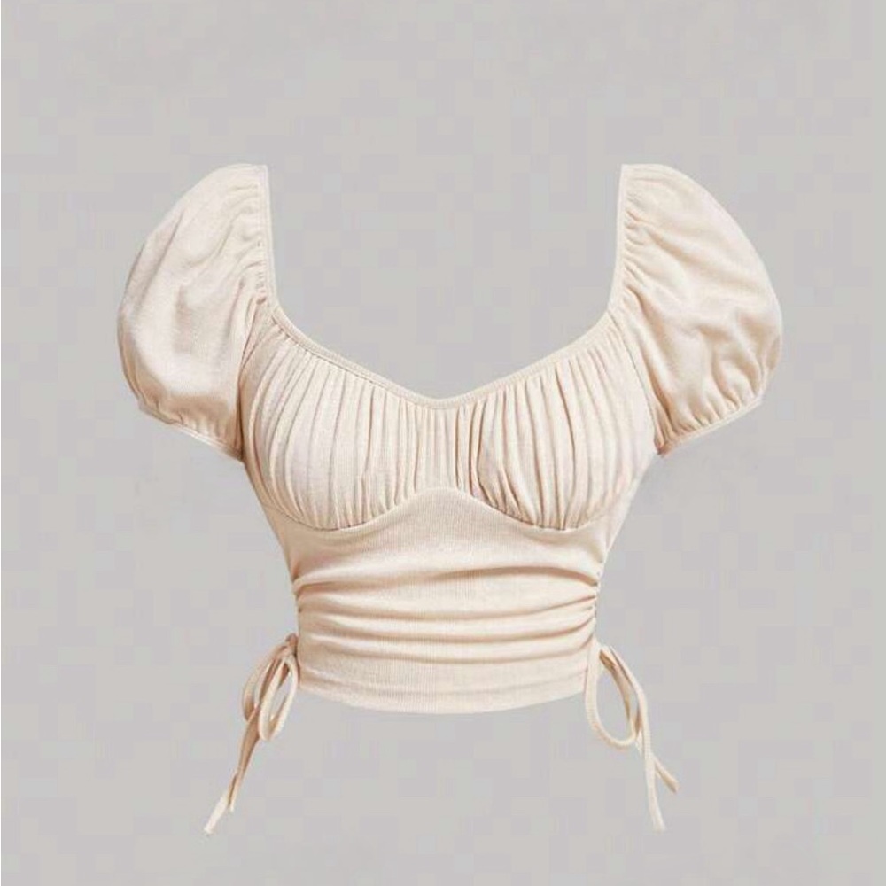 Ruched bust drawstring side crop tee
